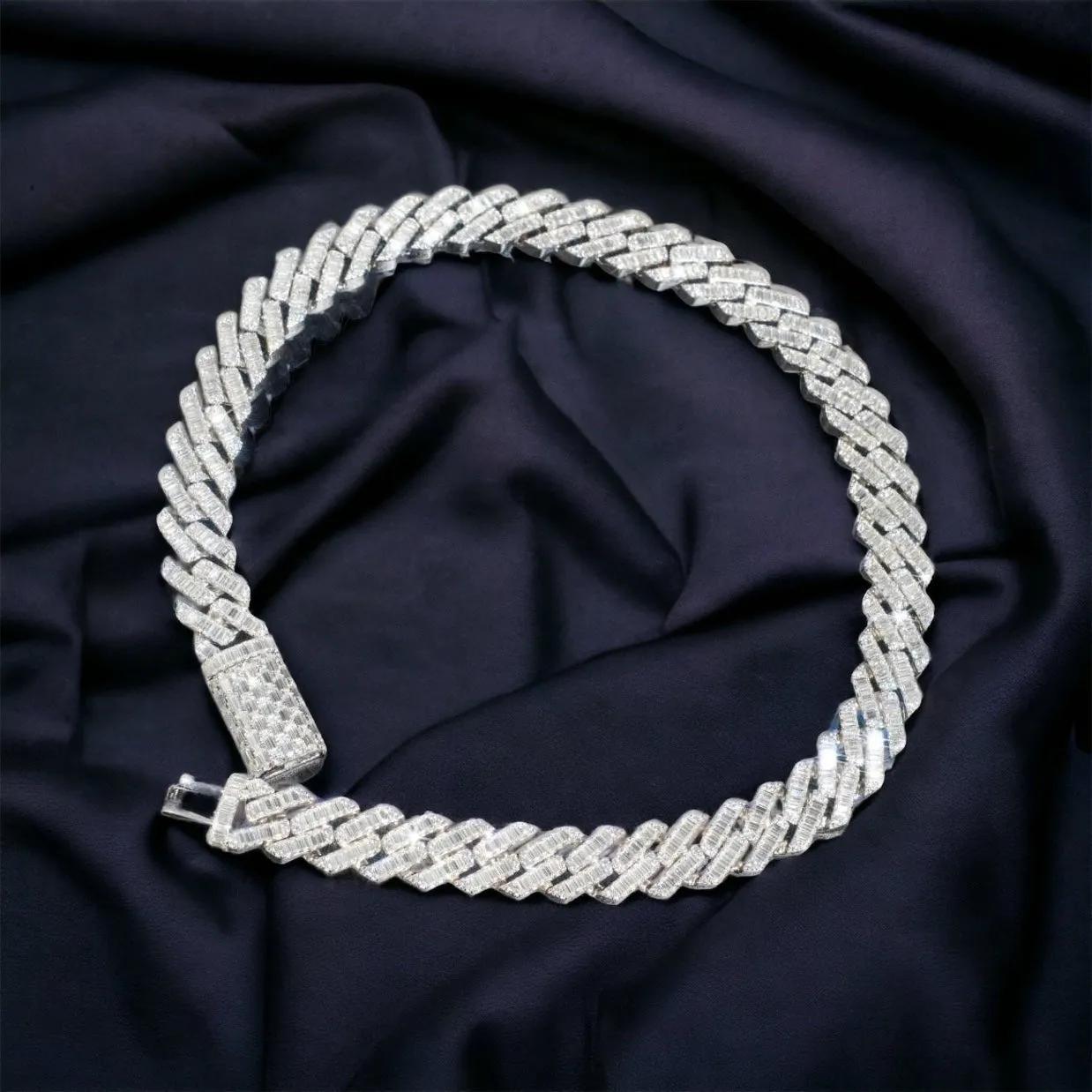 15MM Full Emerald Cut Moissanite Cuban Chain