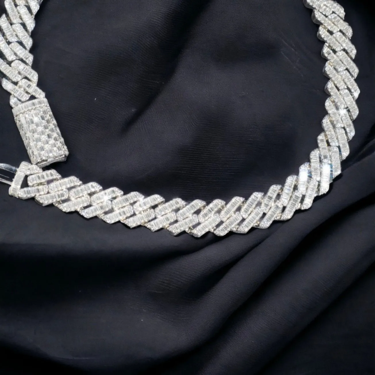 15MM Full Emerald Cut Moissanite Cuban Chain