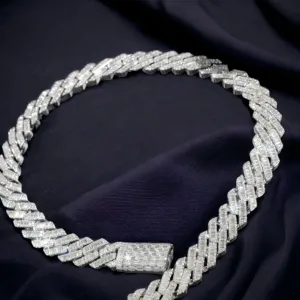15MM Full Emerald Cut Moissanite Cuban Chain