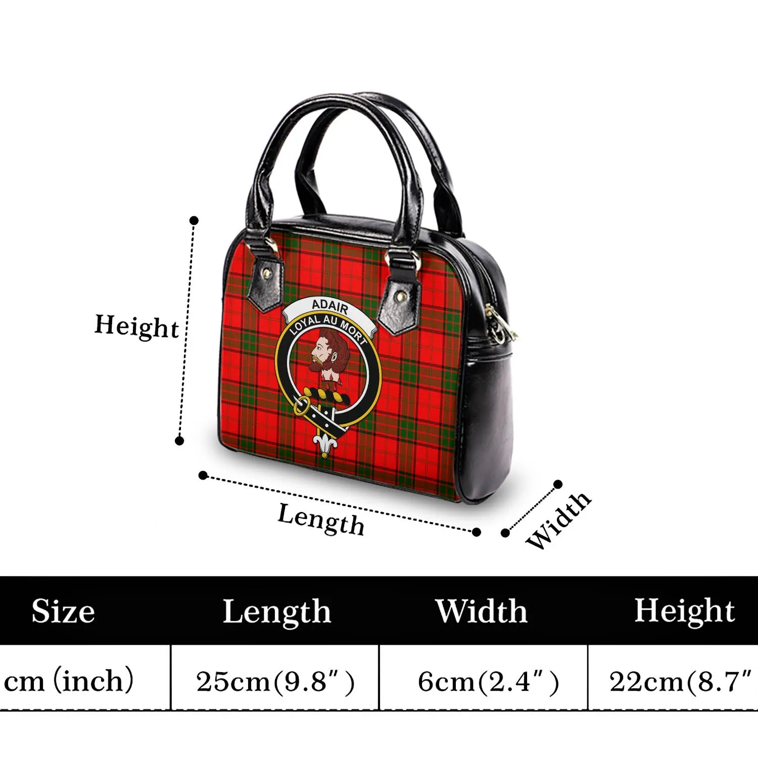 Adair Tartan Shoulder Handbags with Family Crest