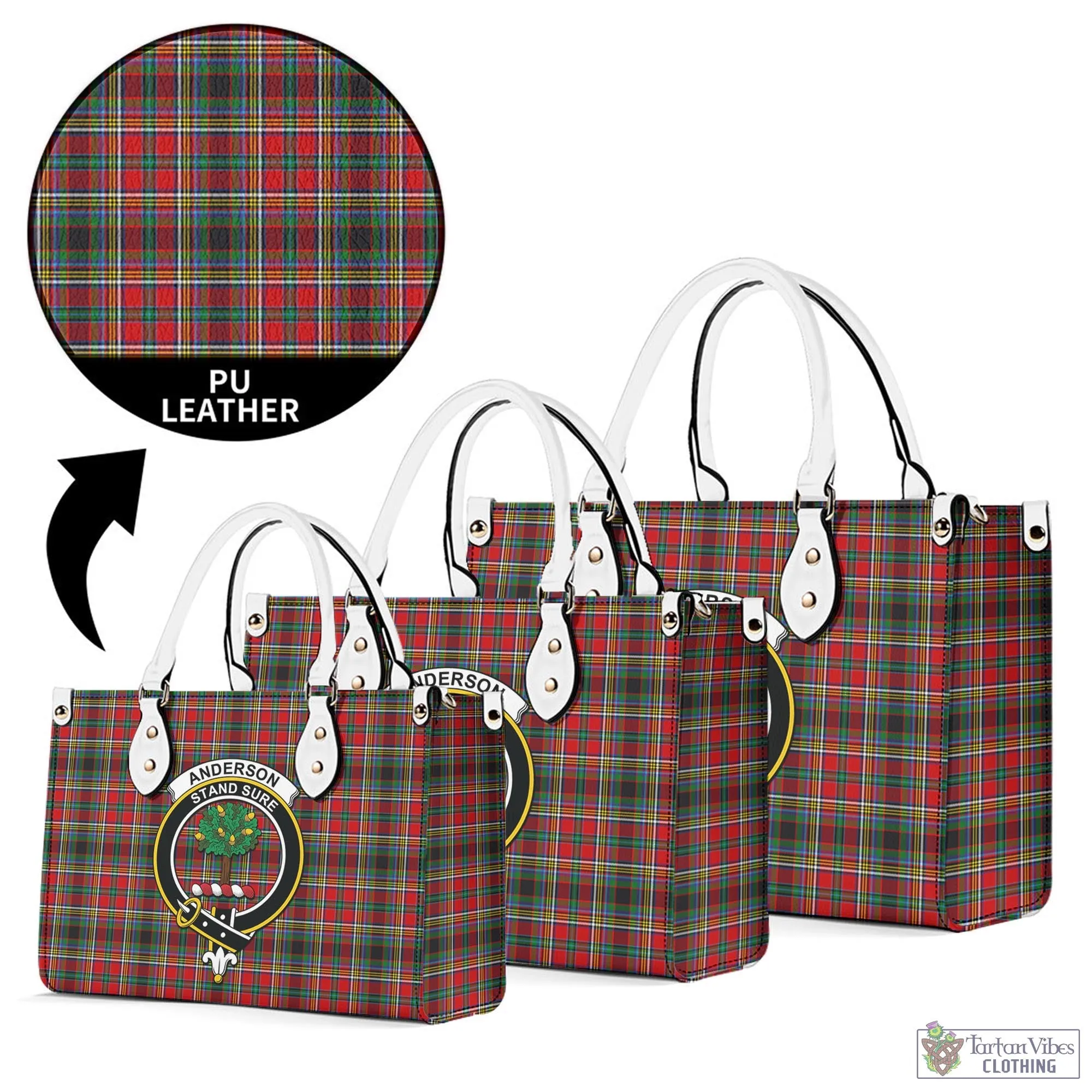 Anderson of Arbrake Tartan Luxury Leather Handbags with Family Crest