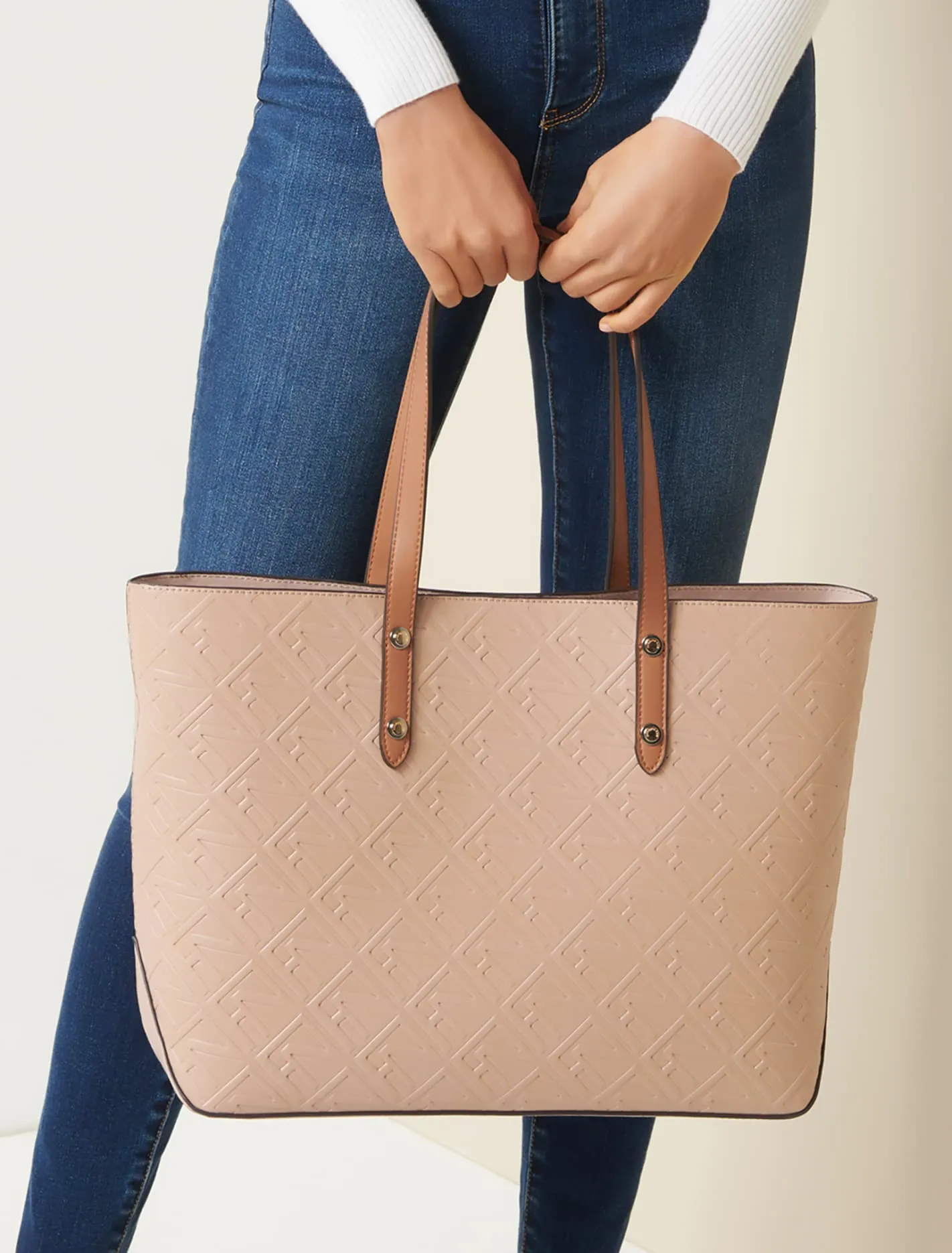 Anna Embossed Logo Tote