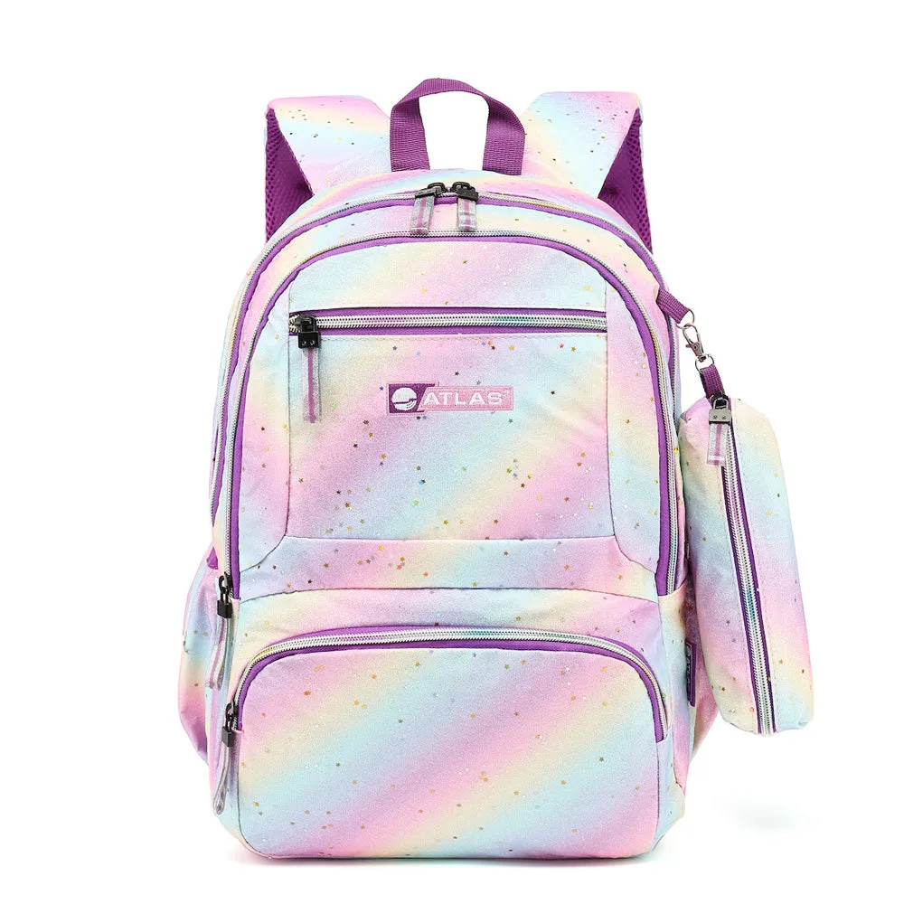 Atlas Girls Backpack Rainbow Stars 18"