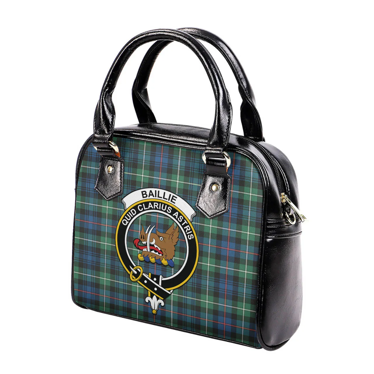 Baillie Ancient Tartan Shoulder Handbags with Family Crest