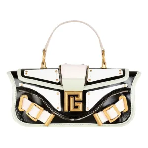 Balmain Blaze Mint Green Leather Baguette Top Handle Crossbody Bag