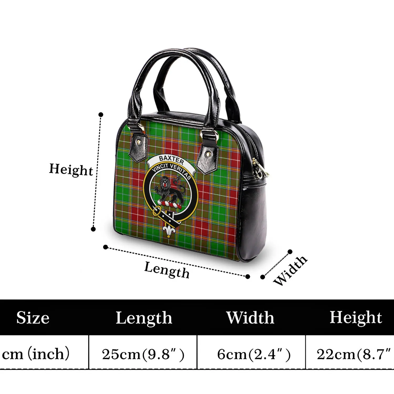 Baxter Modern Tartan Shoulder Handbags with Family Crest