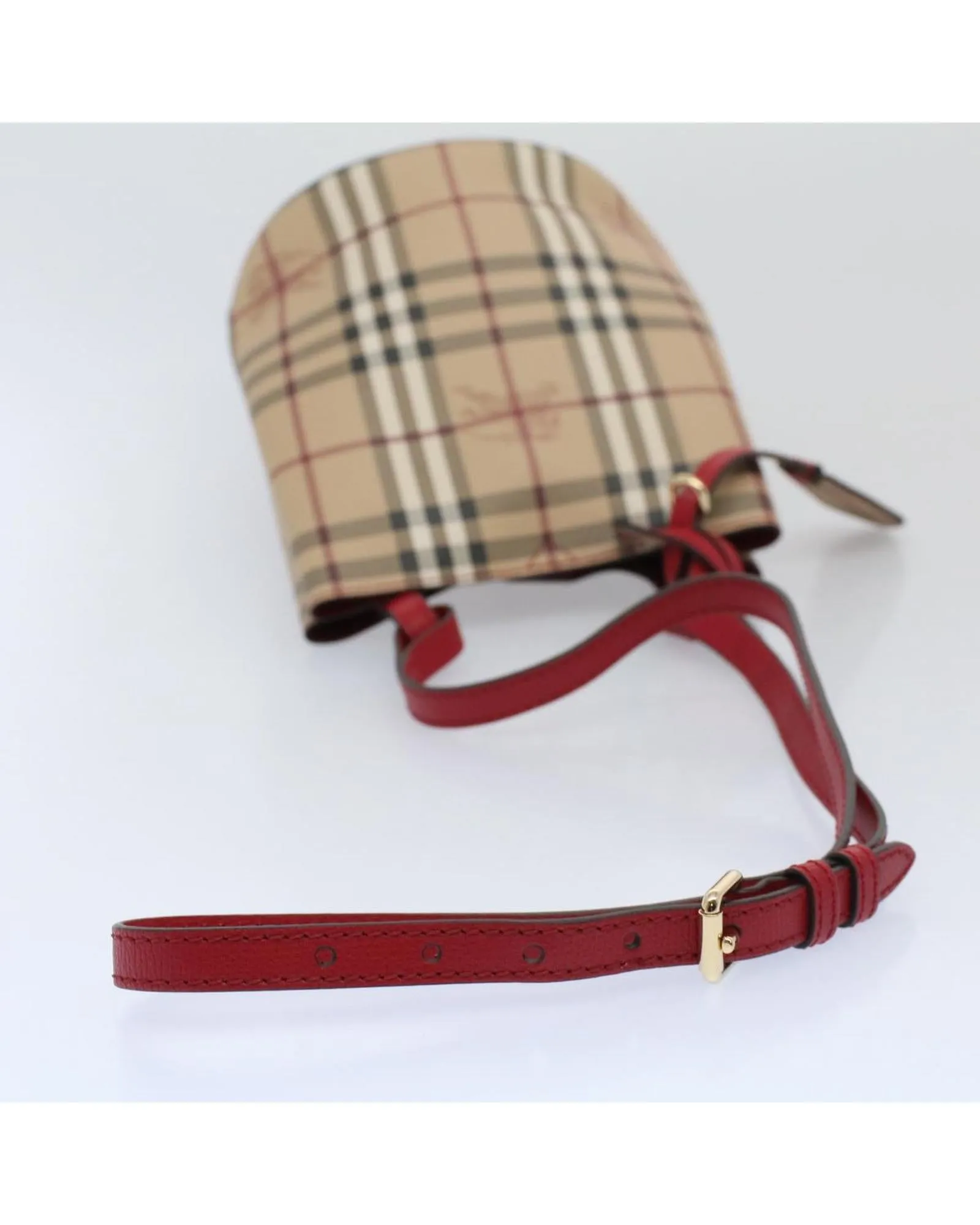 Beige Checkered Nylon Shoulder Bag - Excellent Condition