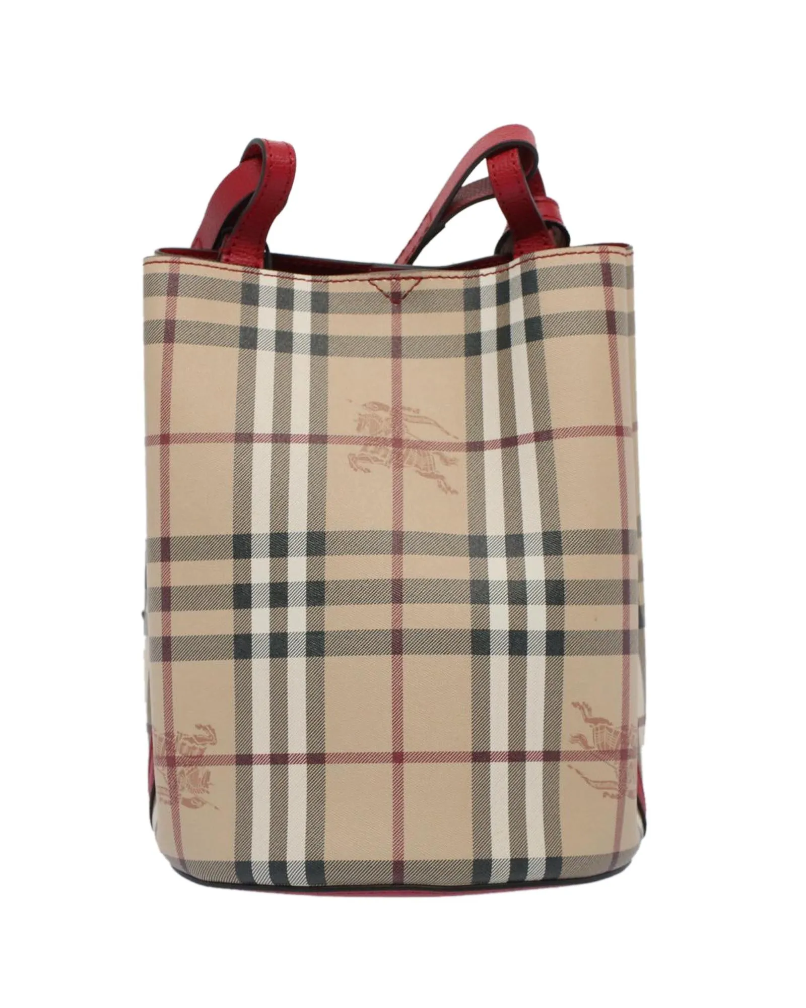 Beige Checkered Nylon Shoulder Bag - Excellent Condition