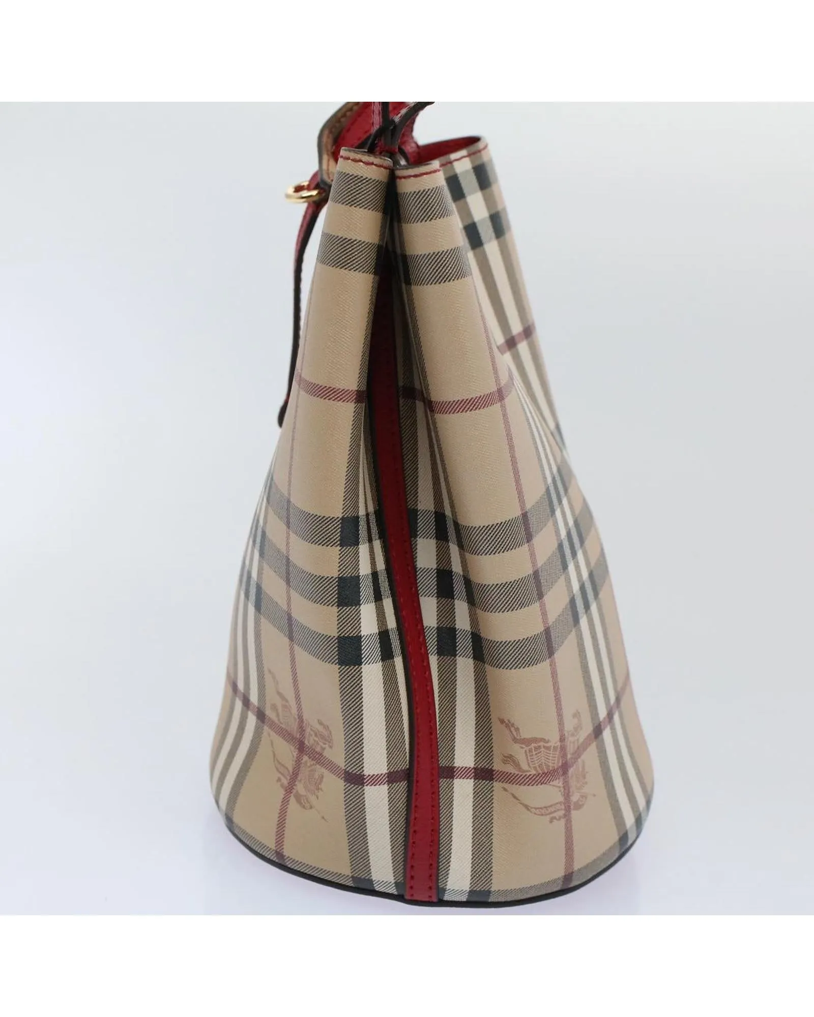 Beige Checkered Nylon Shoulder Bag - Excellent Condition