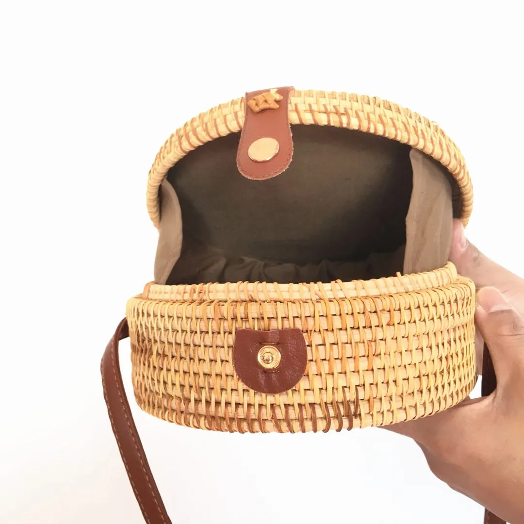 Bohemian Lotus Handcrafted Rattan Bag