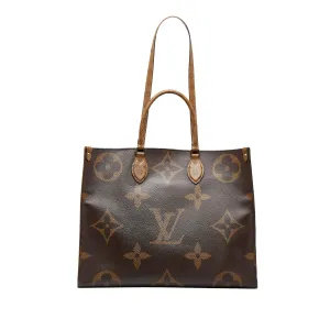 Brown Louis Vuitton Monogram Reverse OntheGo GM Satchel