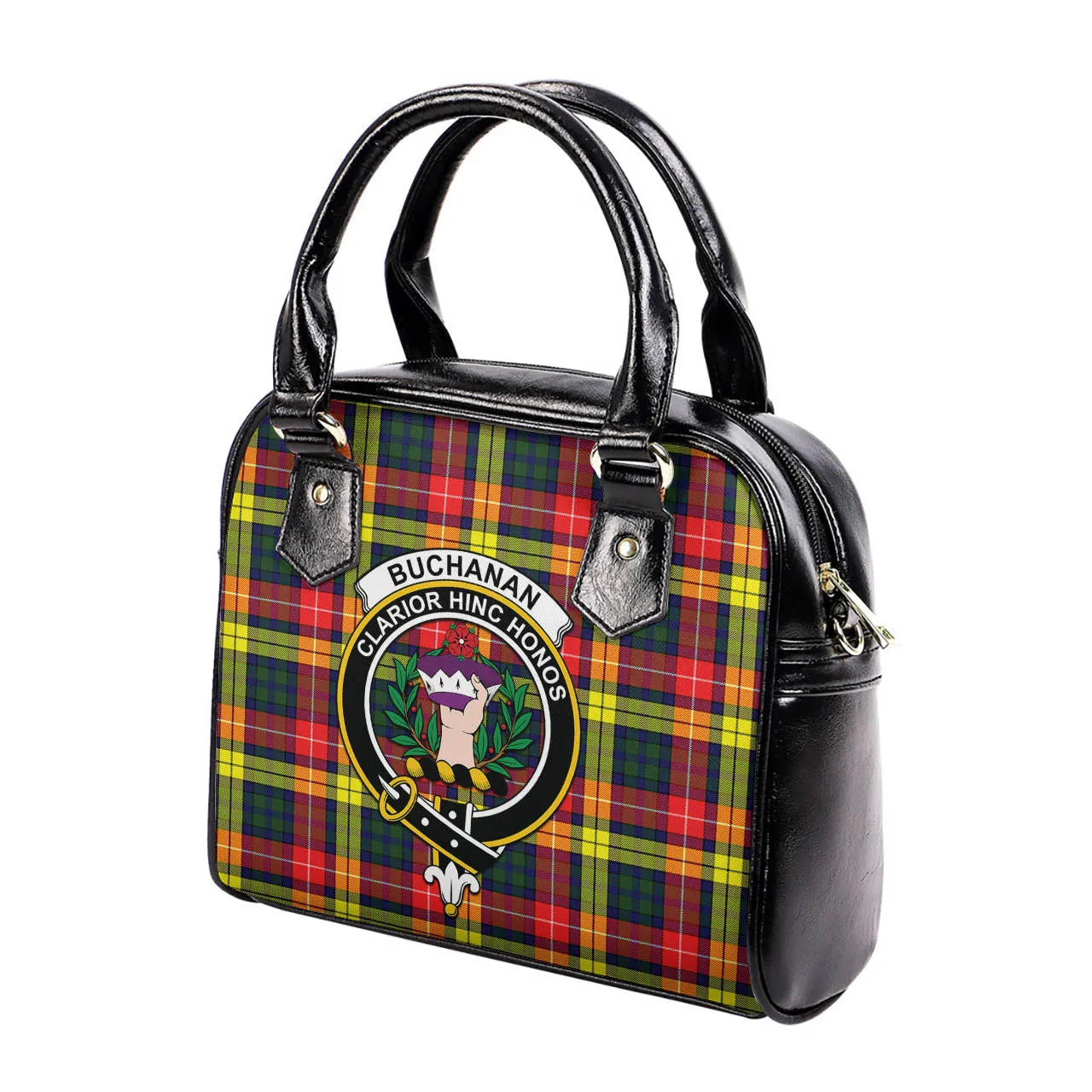 Buchanan Modern Tartan Shoulder Handbags with Family Crest