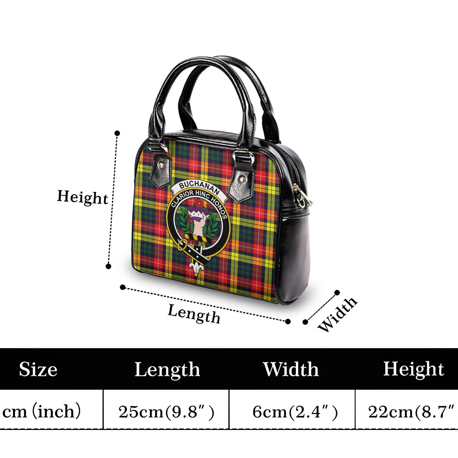Buchanan Modern Tartan Shoulder Handbags with Family Crest
