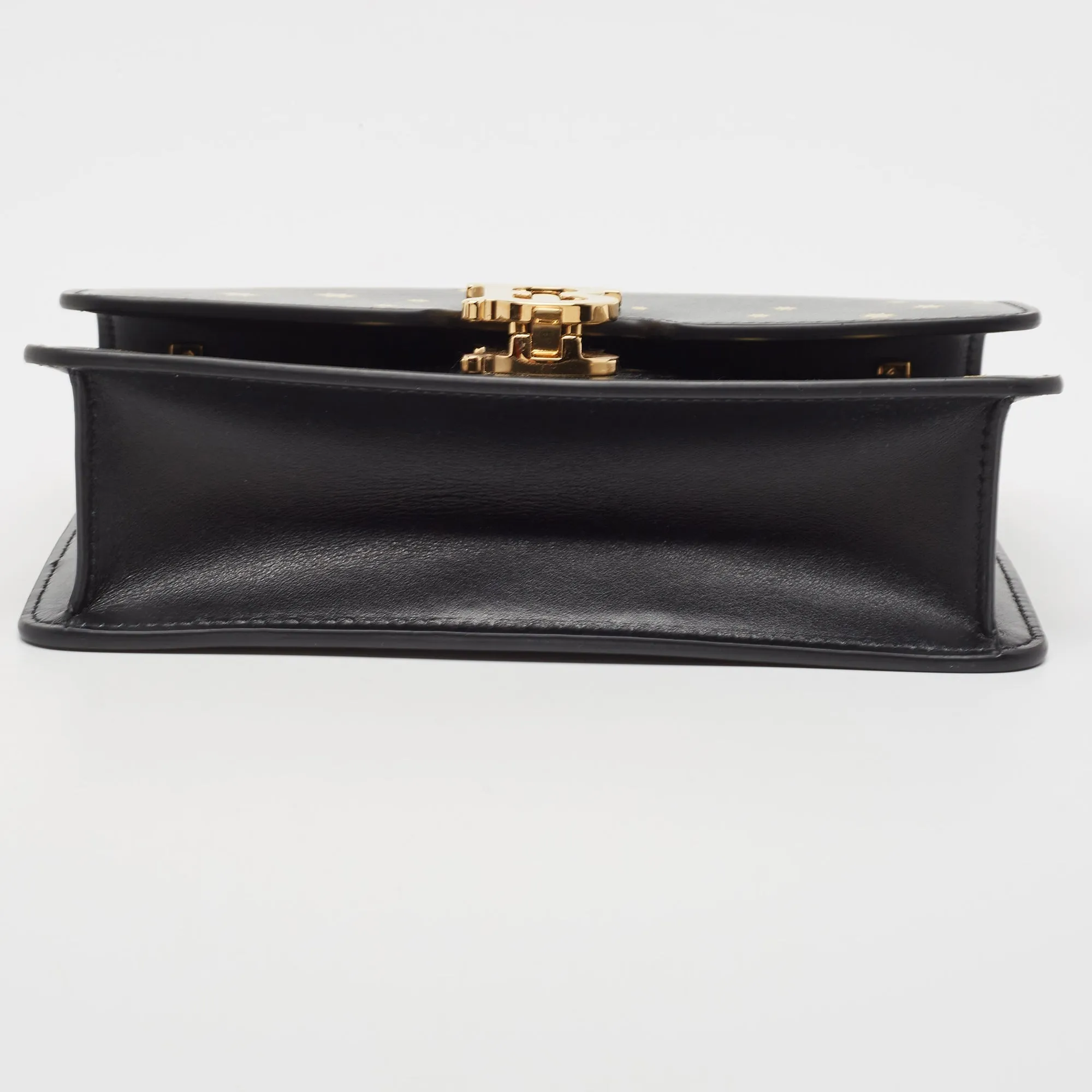 BURBERRY Black Leather TB Elongated Chain Bag