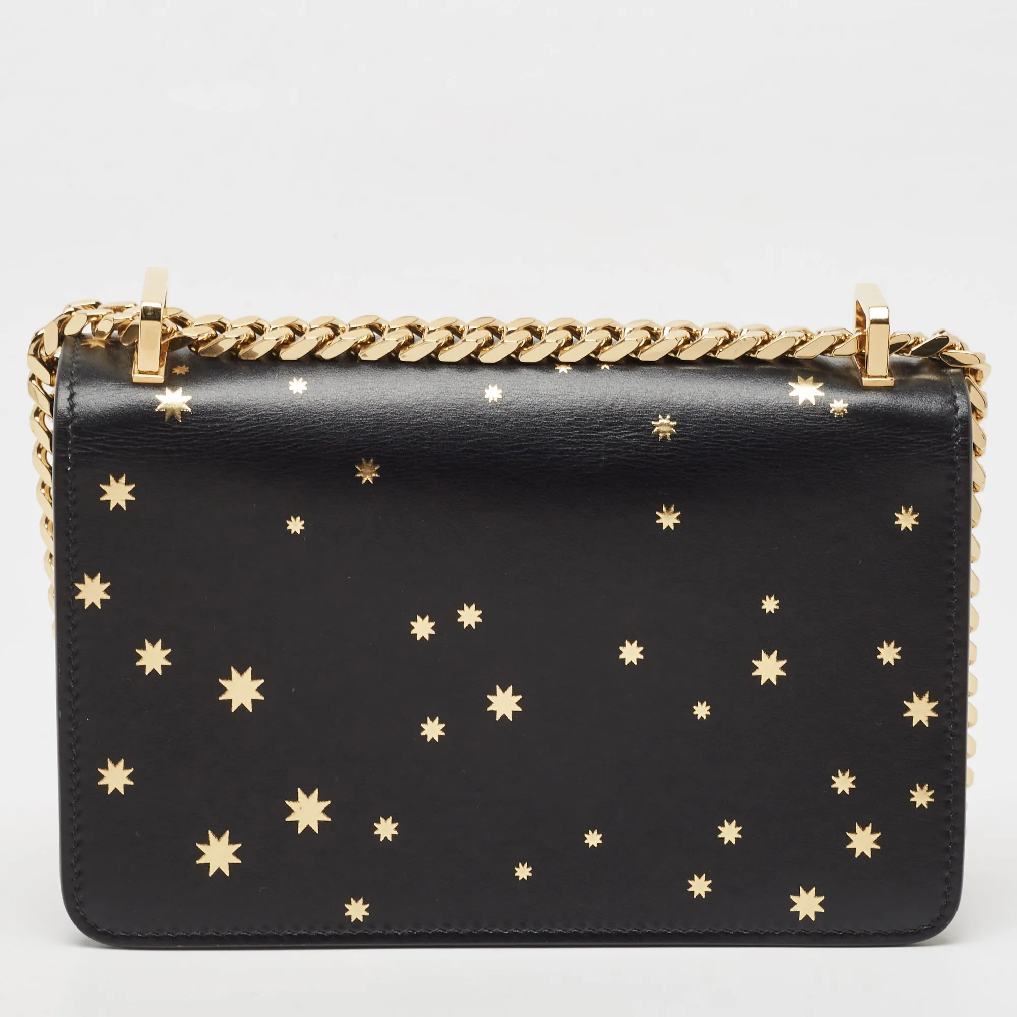 BURBERRY Black Leather TB Elongated Chain Bag