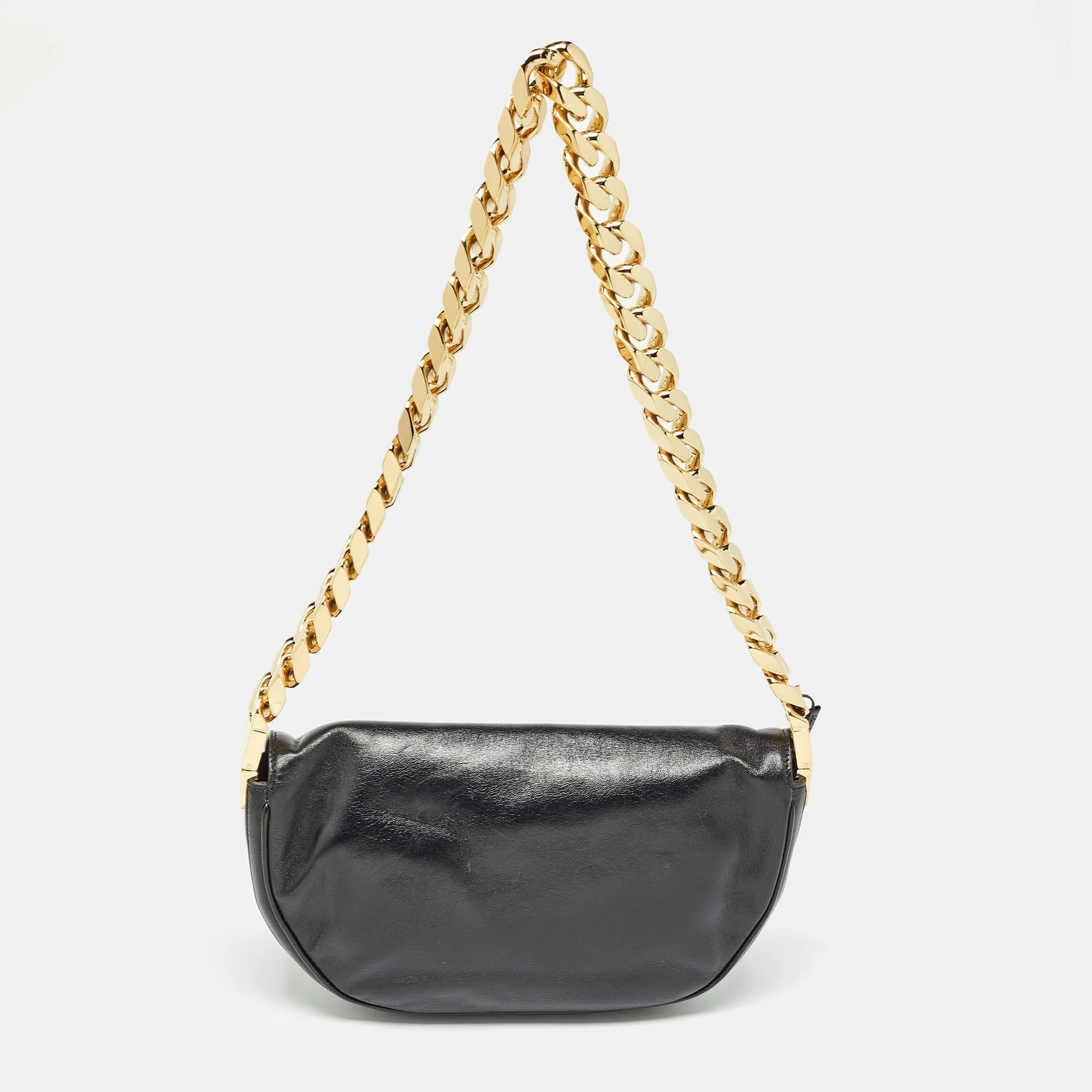 BURBERRY Black Soft Leather Small Olympia Chain Shoulder Bag