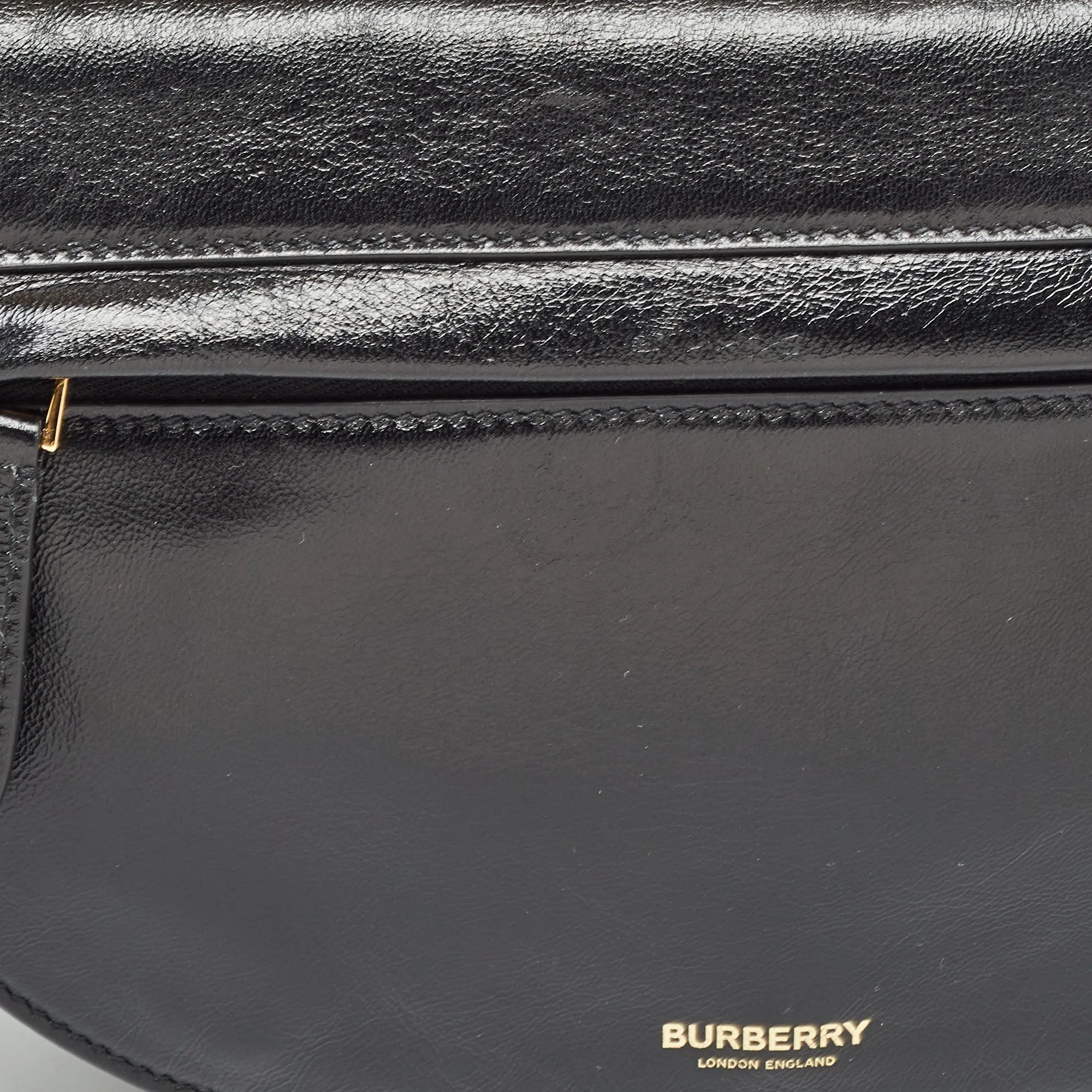 BURBERRY Black Soft Leather Small Olympia Chain Shoulder Bag