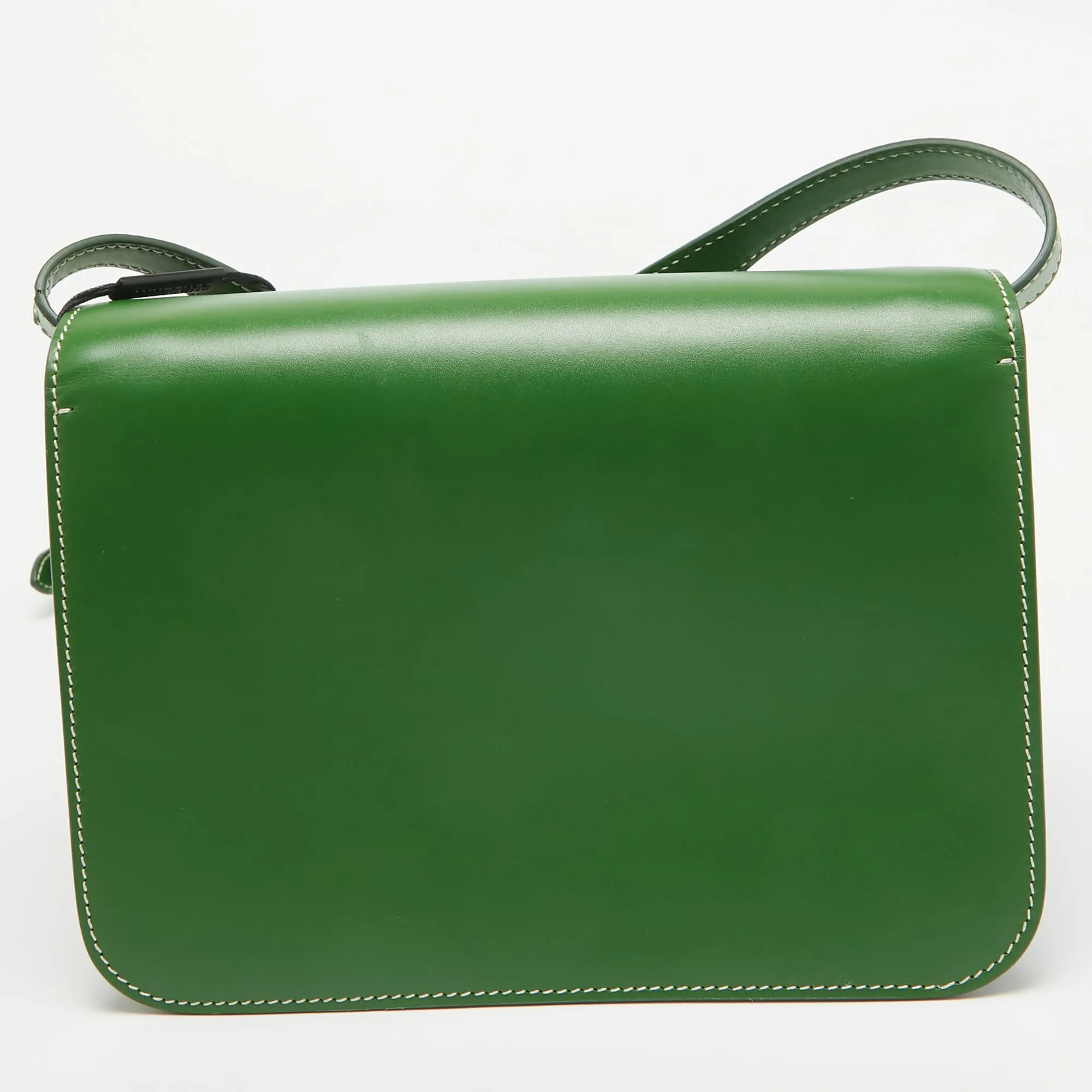 BURBERRY Green Leather Small TB Shoulder Bag