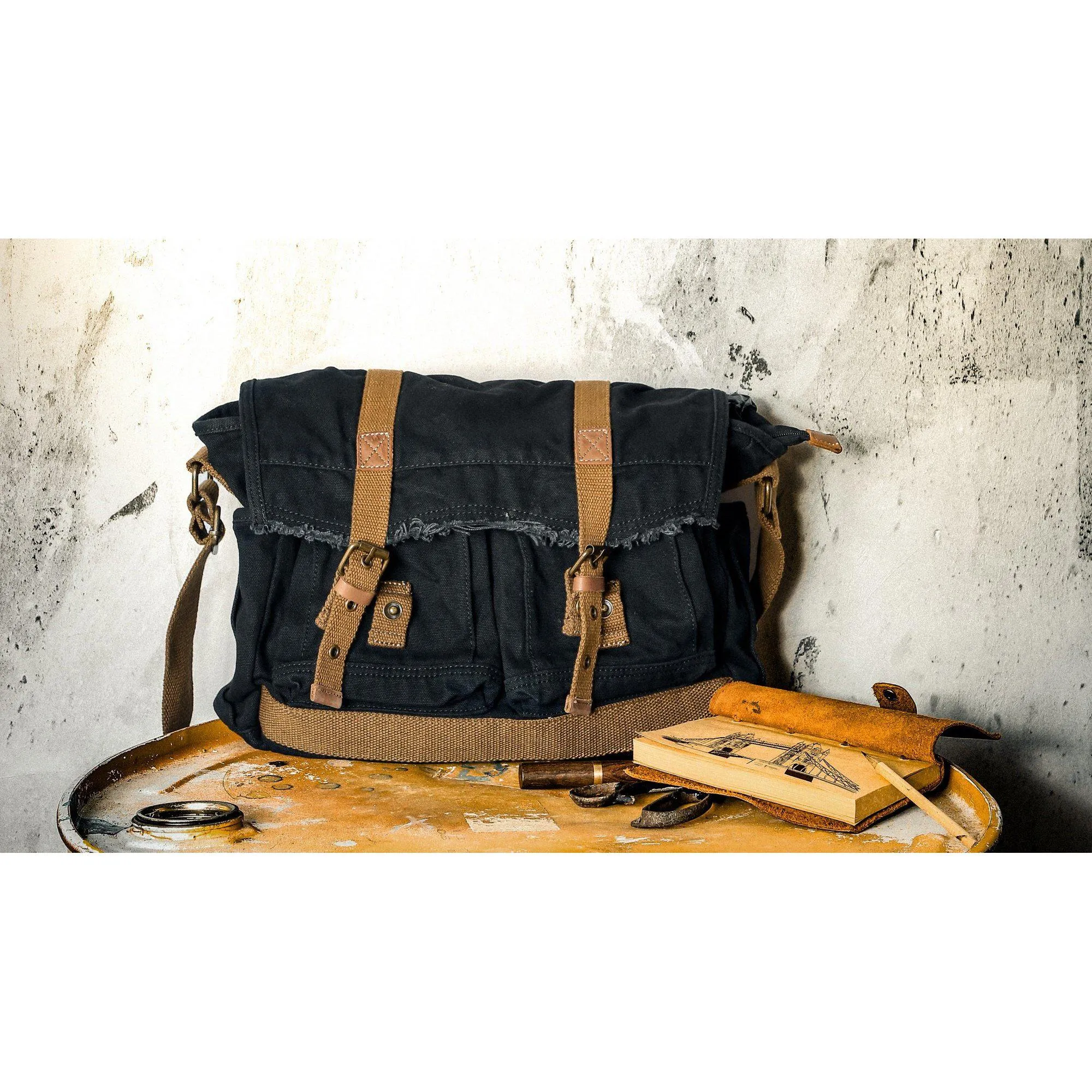 Canvas Frayed Style Messenger Bags #80808