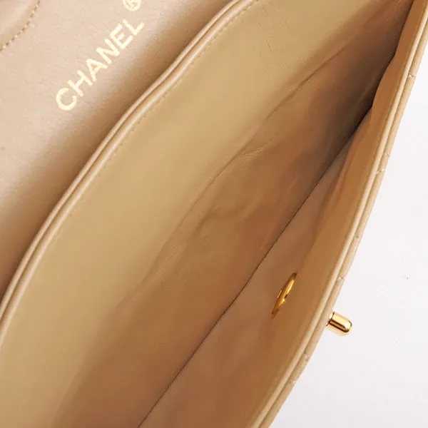Chanel Around 1990 Made Classic Flap Chain Bag 25Cm Beige