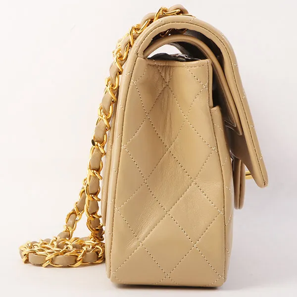 Chanel Around 1990 Made Classic Flap Chain Bag 25Cm Beige