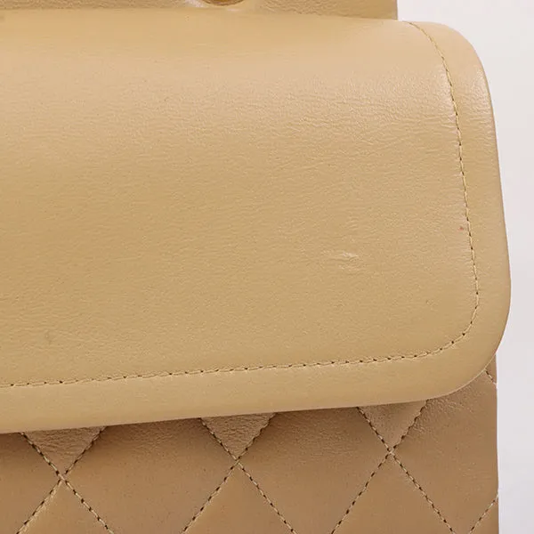 Chanel Around 1990 Made Classic Flap Chain Bag 25Cm Beige