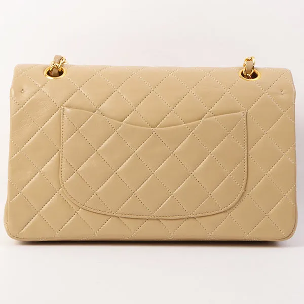 Chanel Around 1990 Made Classic Flap Chain Bag 25Cm Beige