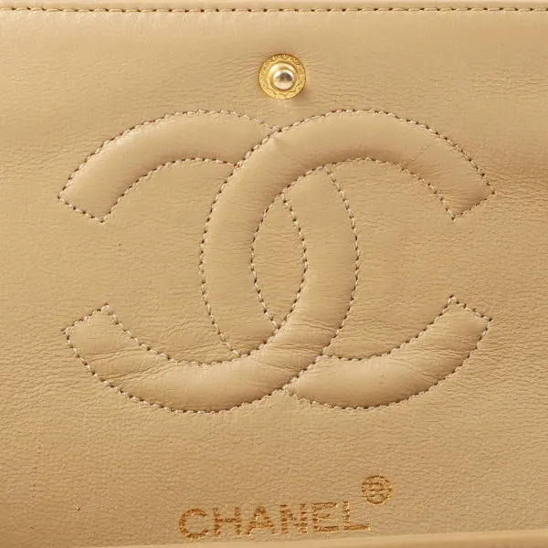 Chanel Around 1990 Made Classic Flap Chain Bag 25Cm Beige