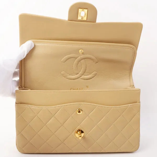 Chanel Around 1990 Made Classic Flap Chain Bag 25Cm Beige