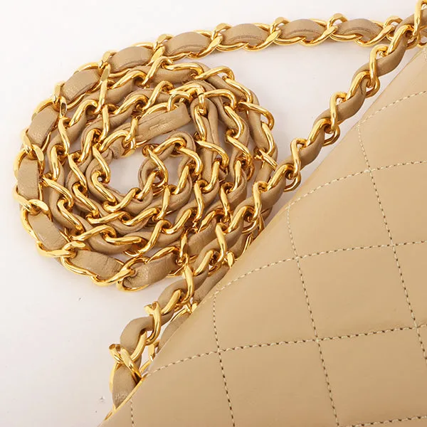 Chanel Around 1990 Made Classic Flap Chain Bag 25Cm Beige