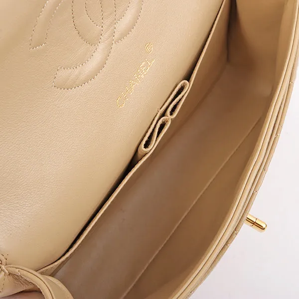 Chanel Around 1990 Made Classic Flap Chain Bag 25Cm Beige