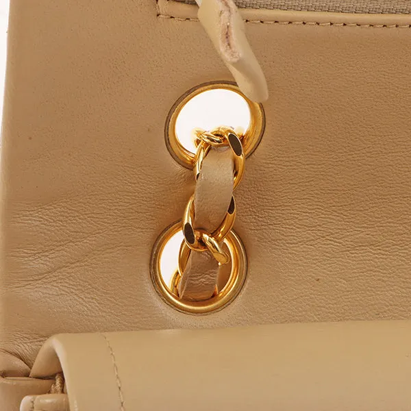 Chanel Around 1990 Made Classic Flap Chain Bag 25Cm Beige