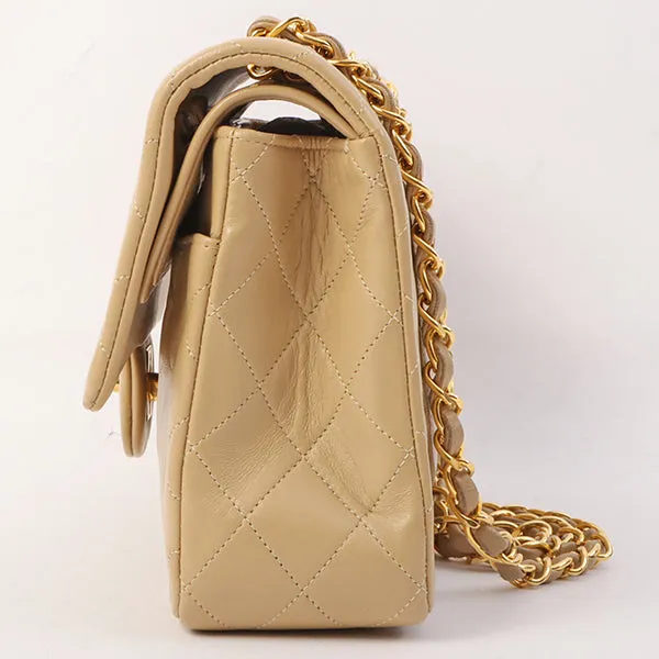 Chanel Around 1990 Made Classic Flap Chain Bag 25Cm Beige