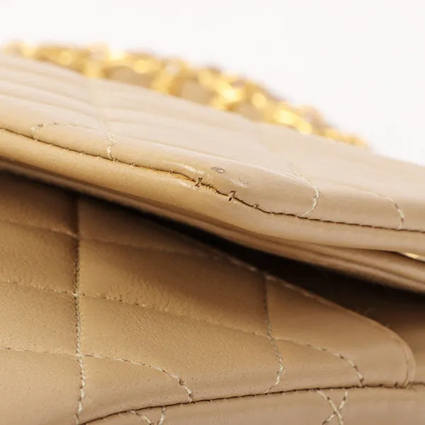 Chanel Around 1990 Made Classic Flap Chain Bag 25Cm Beige