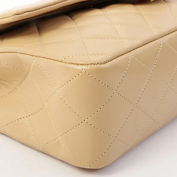 Chanel Around 1990 Made Classic Flap Chain Bag 25Cm Beige