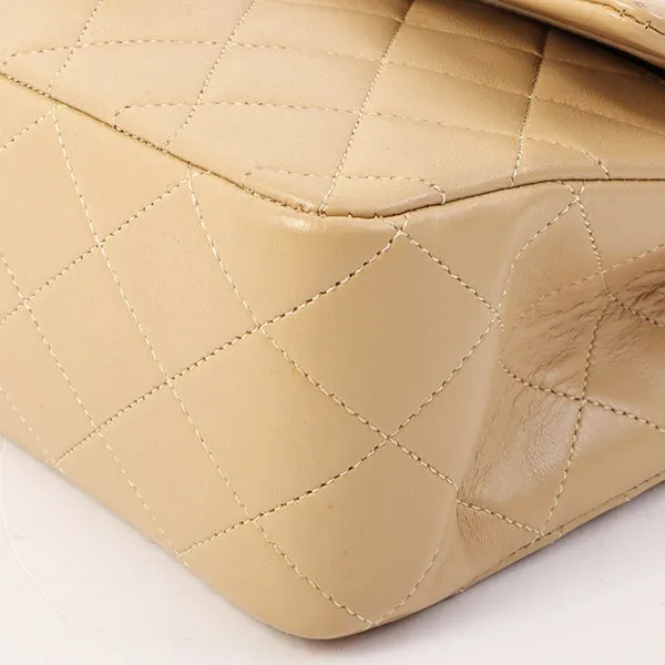 Chanel Around 1990 Made Classic Flap Chain Bag 25Cm Beige