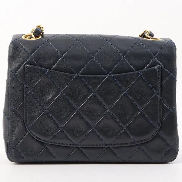 Chanel Around 1990 Made Classic Flap Chain Bag Mini Navy