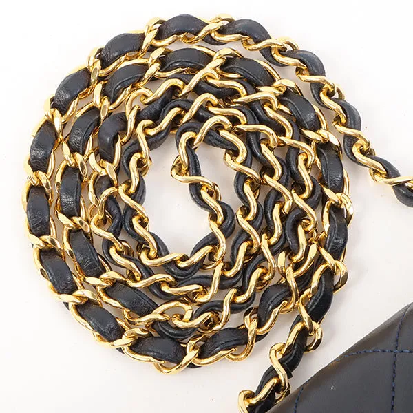 Chanel Around 1990 Made Classic Flap Chain Bag Mini Navy