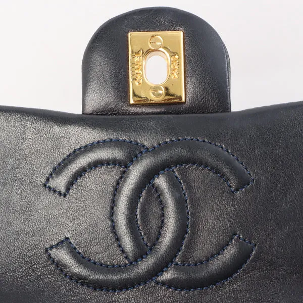 Chanel Around 1990 Made Classic Flap Chain Bag Mini Navy