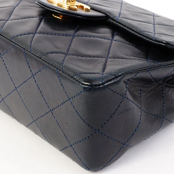 Chanel Around 1990 Made Classic Flap Chain Bag Mini Navy