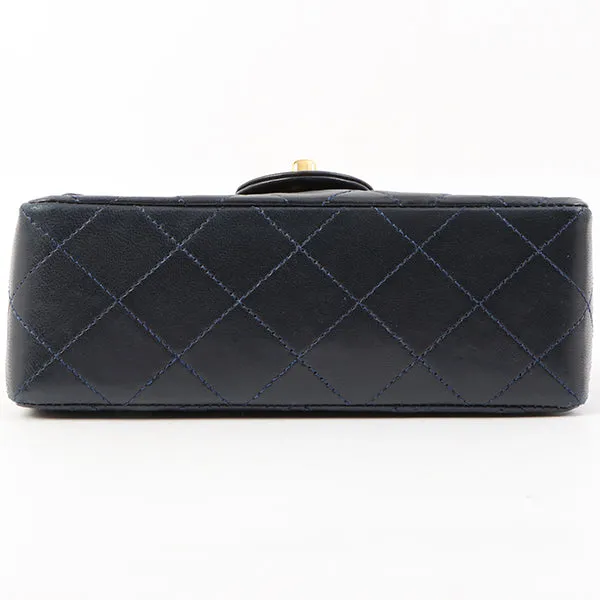 Chanel Around 1990 Made Classic Flap Chain Bag Mini Navy