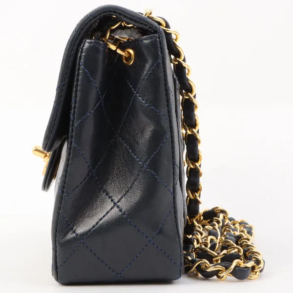 Chanel Around 1990 Made Classic Flap Chain Bag Mini Navy