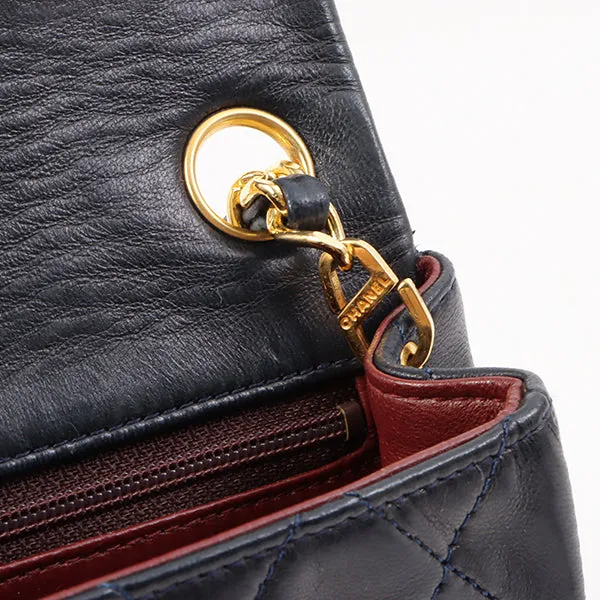 Chanel Around 1990 Made Classic Flap Chain Bag Mini Navy
