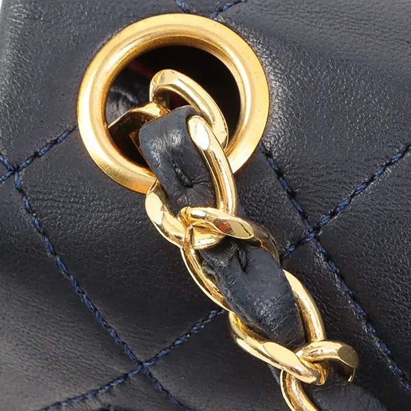 Chanel Around 1990 Made Classic Flap Chain Bag Mini Navy
