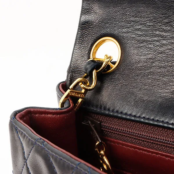 Chanel Around 1990 Made Classic Flap Chain Bag Mini Navy