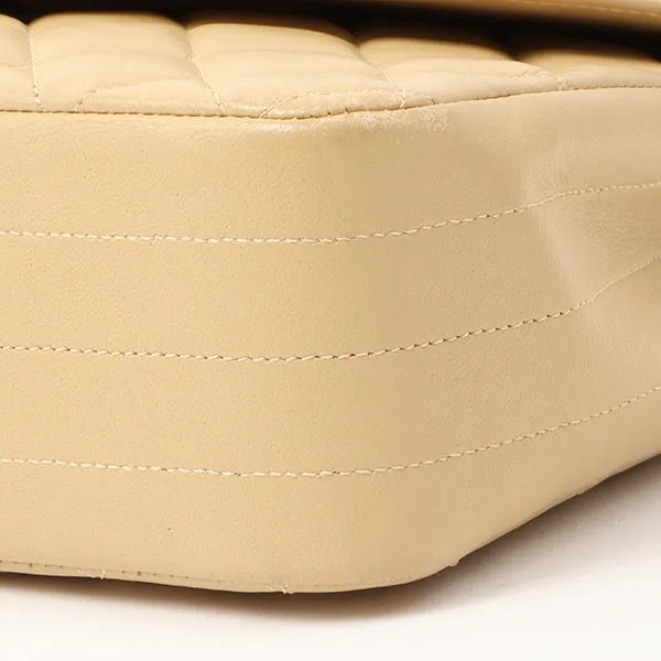 Chanel Around 1990 Made Round Flap Turn-Lock Chain Bag Beige