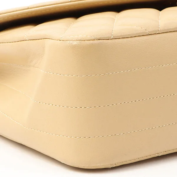 Chanel Around 1990 Made Round Flap Turn-Lock Chain Bag Beige