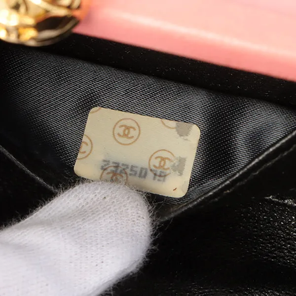 Chanel Around 1992 Made Cc Mark Stitch Metal Clasp Mini Chain Shoulder Bag Pink