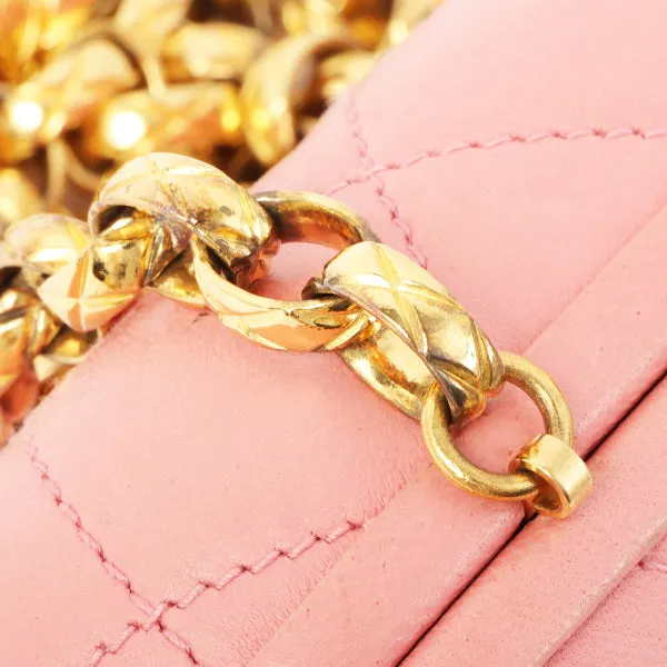 Chanel Around 1992 Made Cc Mark Stitch Metal Clasp Mini Chain Shoulder Bag Pink
