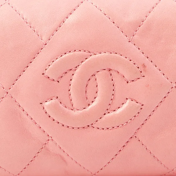 Chanel Around 1992 Made Cc Mark Stitch Metal Clasp Mini Chain Shoulder Bag Pink